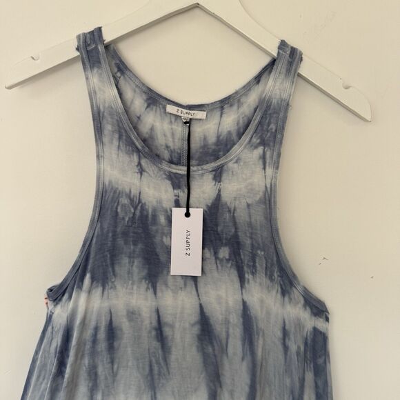 Z SUPPLY Tank Dress Cotton Jersey Medium Blue New Tie Dye Loungewear Coastal Fun - Picture 5 of 12